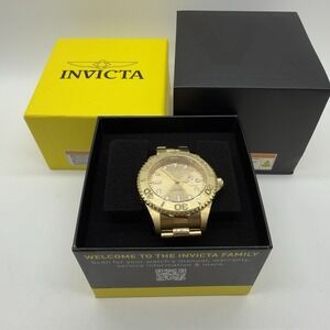 Invicta Pro Diver Gold 18k Plated Champagne Dial 43mm Mens Watch Model #65921